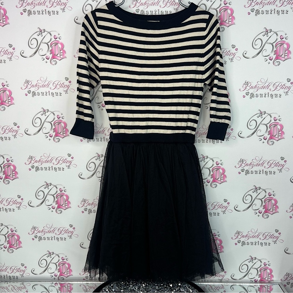Fray I.d dress tutu bottom stripes Elegant Striped Black and cream Dress